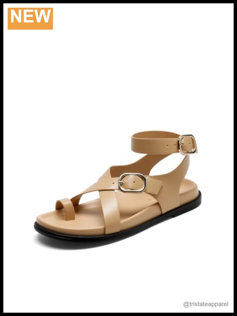 Women's Strappy Flat Sandals with Arch Support Platform Thong Sandals